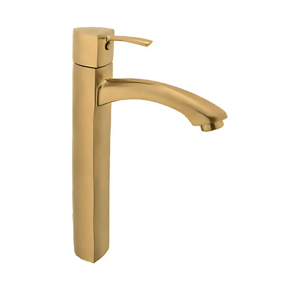 Somany Extended Pillar Tap French Collection Arizona Series Brushed Gold Finish Metal Body Deck Mount, 272211400401
