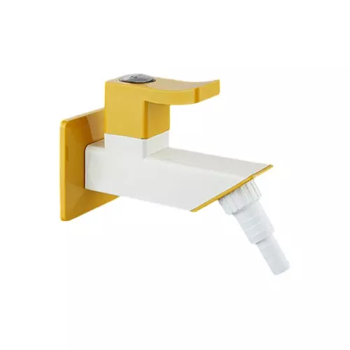 TRIJAL Guppy Pluse Bib Cock Nozzle With Flange White, Gold 15 mm Thread & 20 mm Spindle, GPP-104 (Pack of 24)