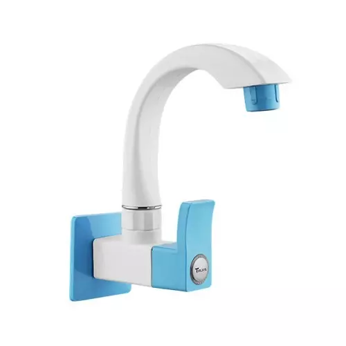 TRIJAL Spark Plus Sink Cock with Flange White, Blue 15 mm Thread & 20 mm Spindle, SRP-109 (Pack of 24)