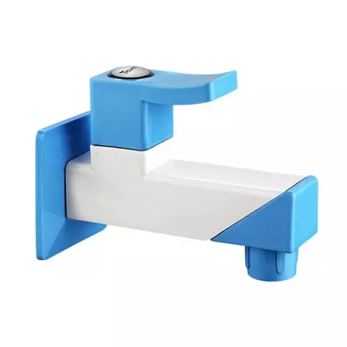 TRIJAL Spark Plus Sink Cock Premium with Flange White, Blue 15 mm Thread & 20 mm Spindle, SRP-111 (Pack of 24)