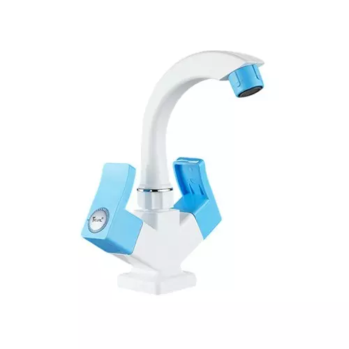 TRIJAL Spark Plus Center Hole Basin Mixer White, Blue 15 mm Thread & 20 mm Spindle, SRP-117 (Pack of 12)
