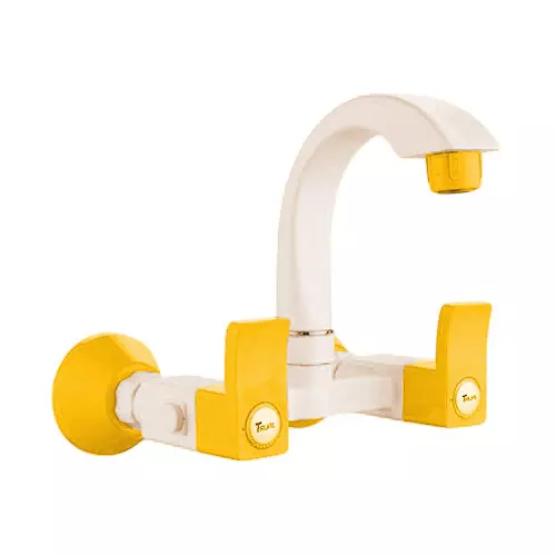 TRIJAL Spark Plus Sink Mixer with Flange White, Gold 15 mm Thread & 20 mm Spindle, SRP-113 (Pack of 12)