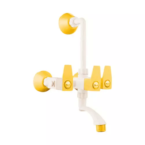 TRIJAL Shark Plus Wall Mixer with L Bend White, Gold 15 mm Thread & 20 mm Spindle, SHP-116 (Pack of 12)
