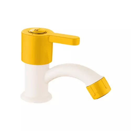 TRIJAL Dolphin Plus Pillar Cock White, Gold 15 mm Thread & 20 mm Spindle, DPP-103 (Pack of 24)