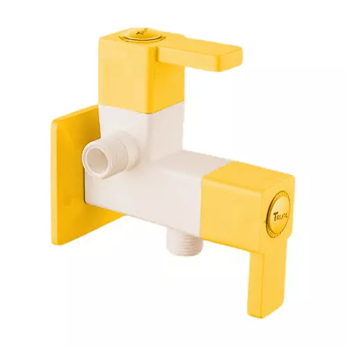 TRIJAL Oscar Plus Two Way Angle Cock With Flange White, Gold 15 mm Thread & 20 mm Spindle, OSP-105 (Pack of 16)