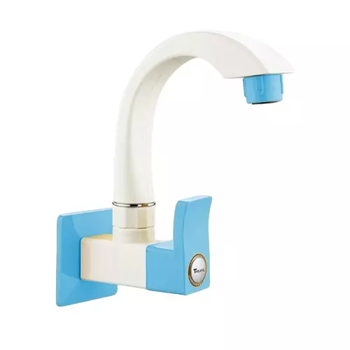 TRIJAL Guppy Pluse Sink Cock With Flange White, Blue 15 mm Thread & 20 mm Spindle, GPP-109 (Pack of 24)