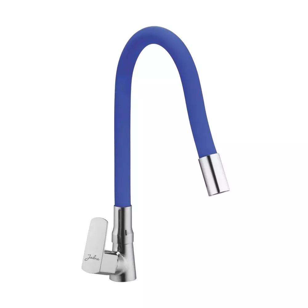 Jabra Single Flow Sink Cock Aqua Series Brass Chrome Finish Deck Mount Blue