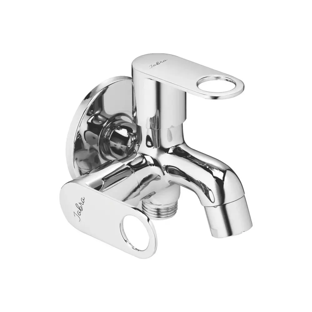Jabra 2 in 1 Bib Cock Oreo Series Brass Chrome Finish Wall Mount Silver