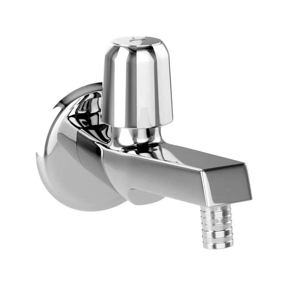 Jaquar Bib Cock with Nozzle & Wall Flange Continental Prime Series Chrome Finish, COP-049PM