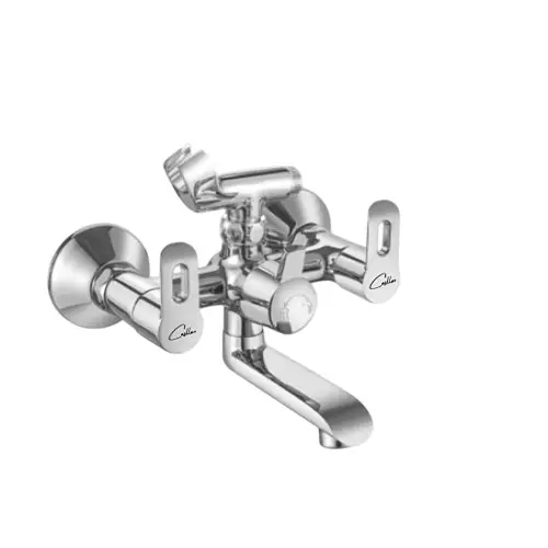 CASLLA Wall Mixer with Provision for Telephonic Shower Arrangement Curve Series Brass Chrome Finish Silver, CRE-CHR-812313