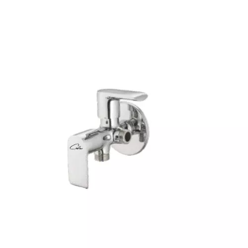 CASLLA Angle Valve Two in One with Wall Flange Curl Series Brass Chrome Finish Silver, CRL-CHR-832319