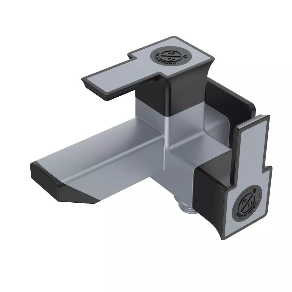 RN Glamour Pro Collection 2 In 1 BIB Tap With Flange PTMT 1/2 Inch (15 mm) Size Metalic Grey Black for Kitchen & Bathroom Use