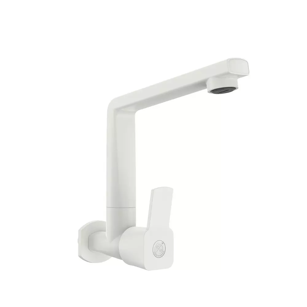 RN Sink Tap PTMT Wall Mounted White 1/2 Inch (15 mm) Size for Kitchen & Bathroom Use