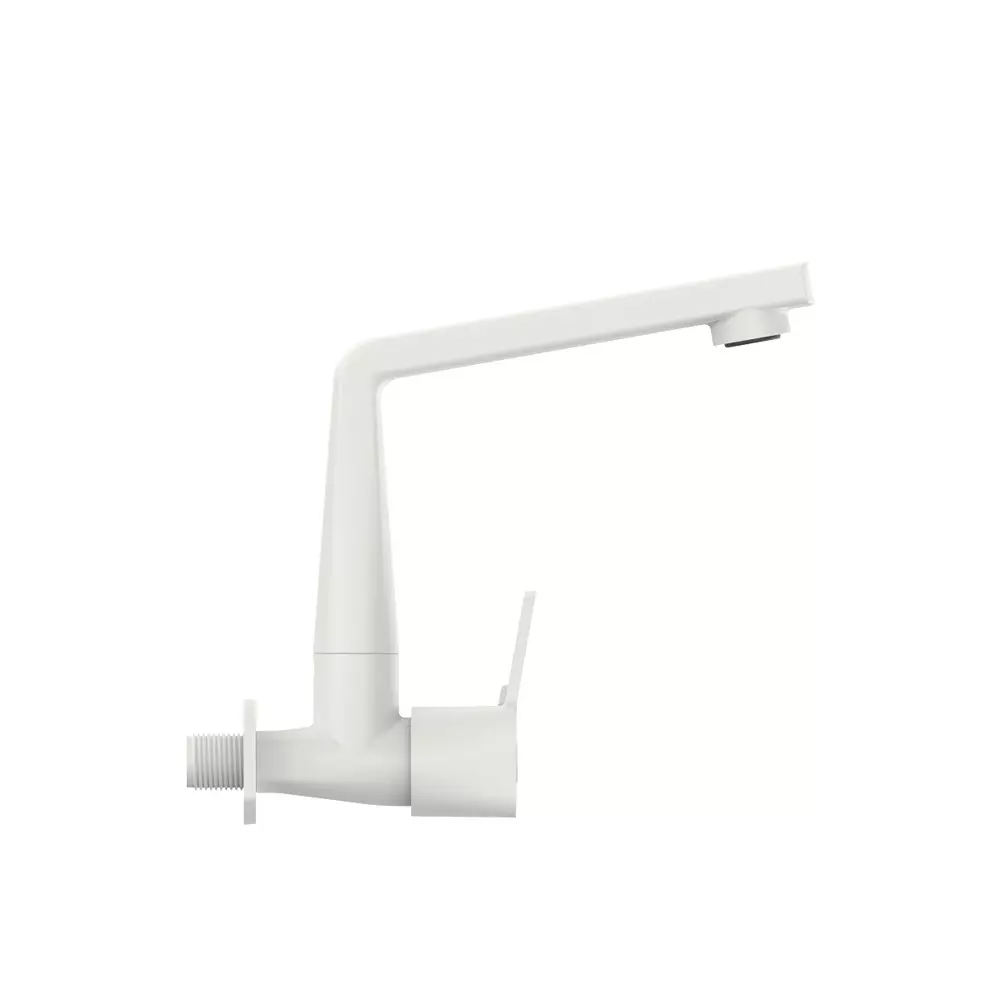 RN Sink Tap PTMT Wall Mounted White 1/2 Inch (15 mm) Size for Kitchen & Bathroom Use