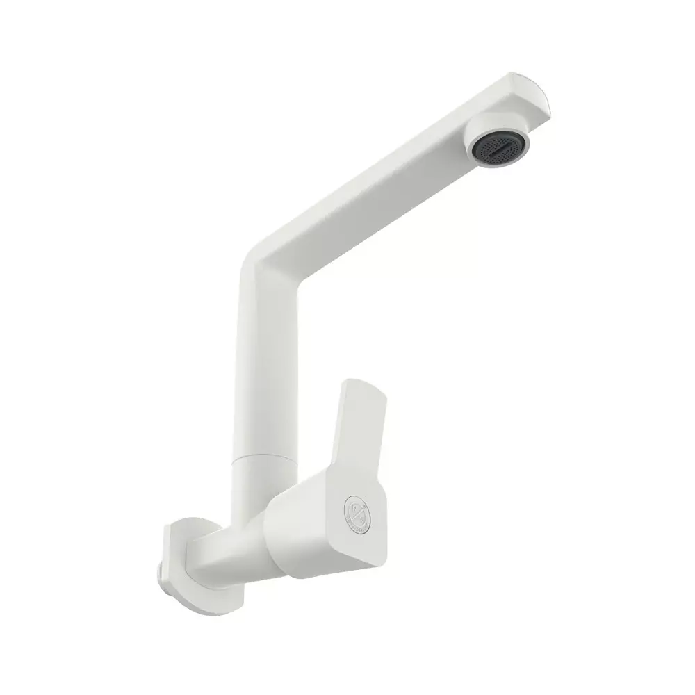 RN Sink Tap PTMT Wall Mounted White 1/2 Inch (15 mm) Size for Kitchen & Bathroom Use