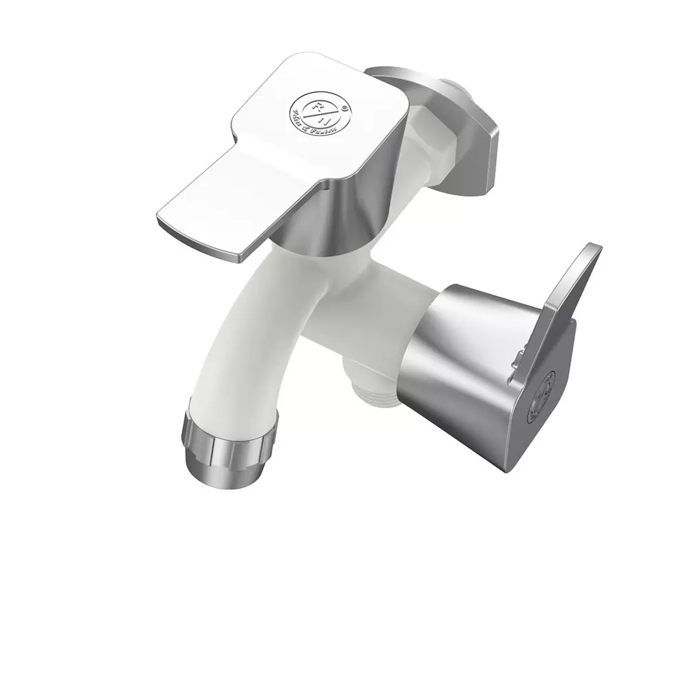 RN PTMT Lagoon Regal Collection Foam Flow 2 In 1 BIB Tap With Flange White Chrome 1/2 Inch (15 mm) Size for Kitchen & Bathroom Use