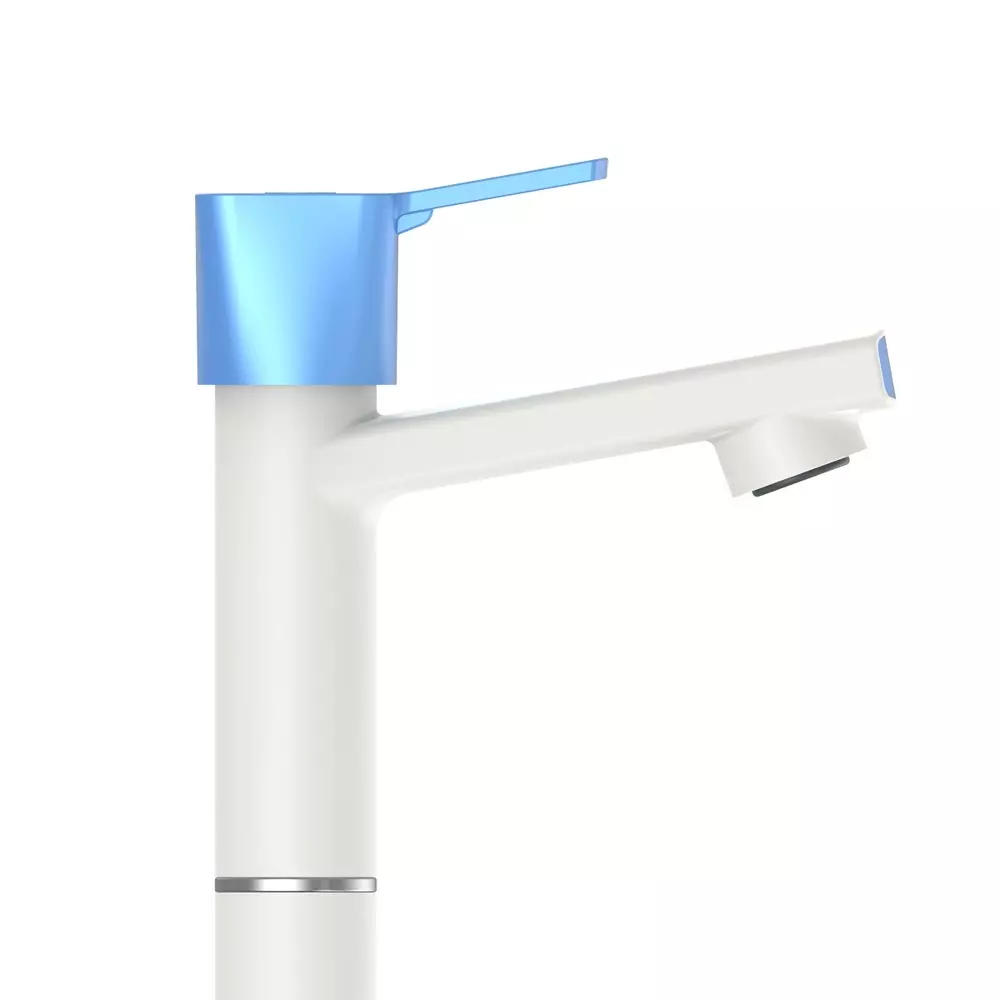 RN PTMT Love Collection Foam Flow Tall Body Pillar Tap White Blue 1/2 Inch (15 mm) Size for Kitchen & Bathroom Use