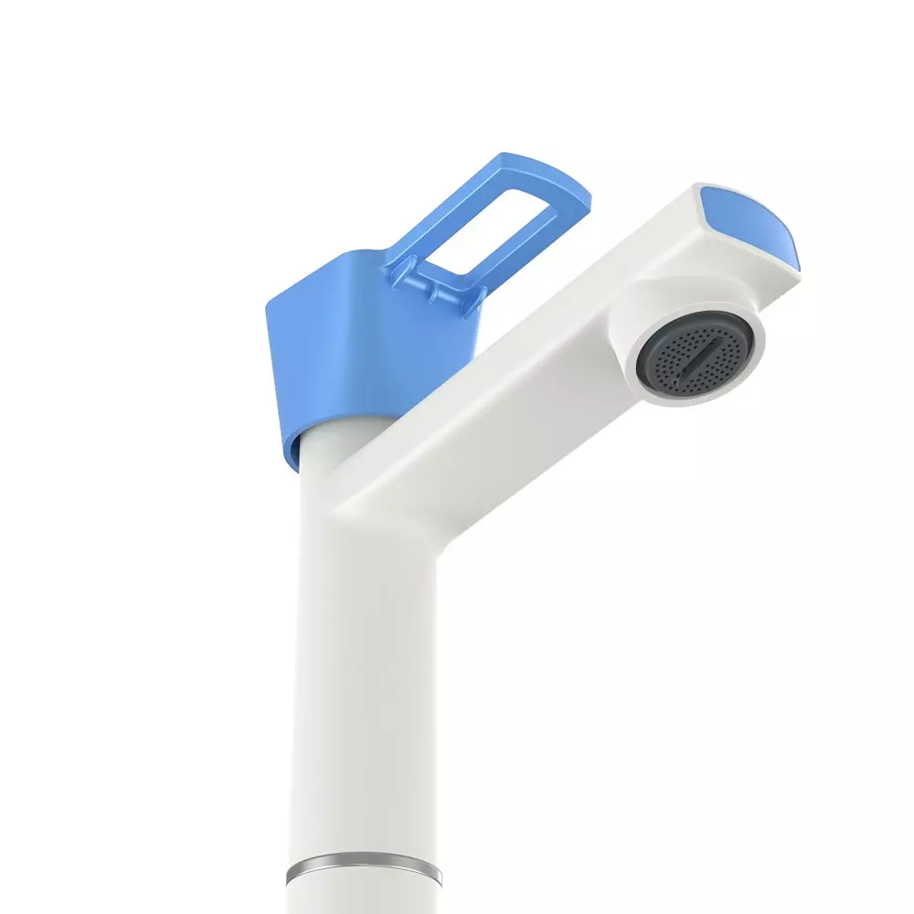 RN PTMT Love Collection Foam Flow Tall Body Pillar Tap White Blue 1/2 Inch (15 mm) Size for Kitchen & Bathroom Use