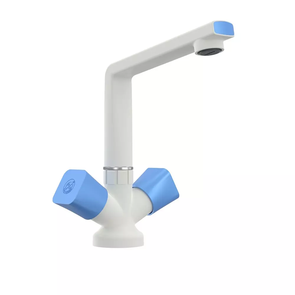 RN PTMT Felicity Collection Foam Flow Center Hole Basin Mixer Tap White Blue 1/2 Inch (15 mm) Size, RNFEB19A27