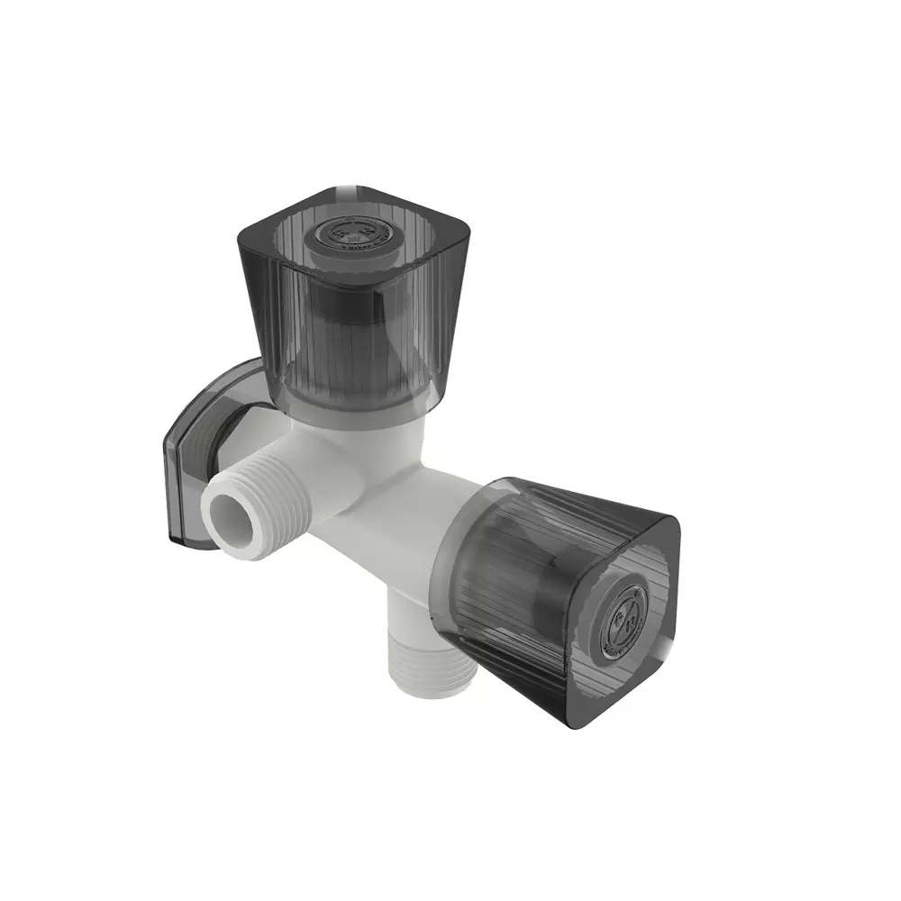 RN PTMT Felicity Collection 2 In 1 Angle Tap With Flange White Charcoal Box Packaging Type 1/2 Inch (15 mm) Size, RNFEB21F15