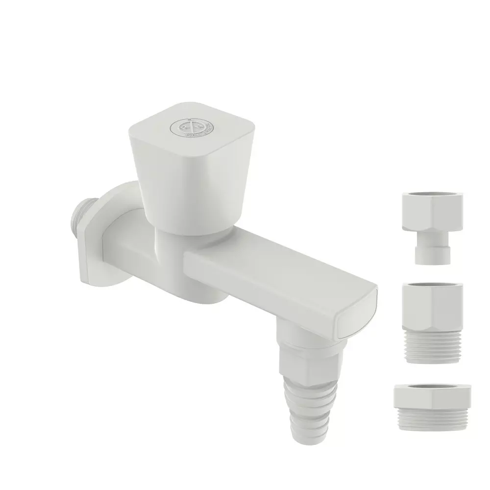 RN PTMT Felicity Collection Washine Machine Faucet Tap With Nozzle Kit White Box Packaging Type 1/2 Inch (15 mm) Size, RNFEB01A28