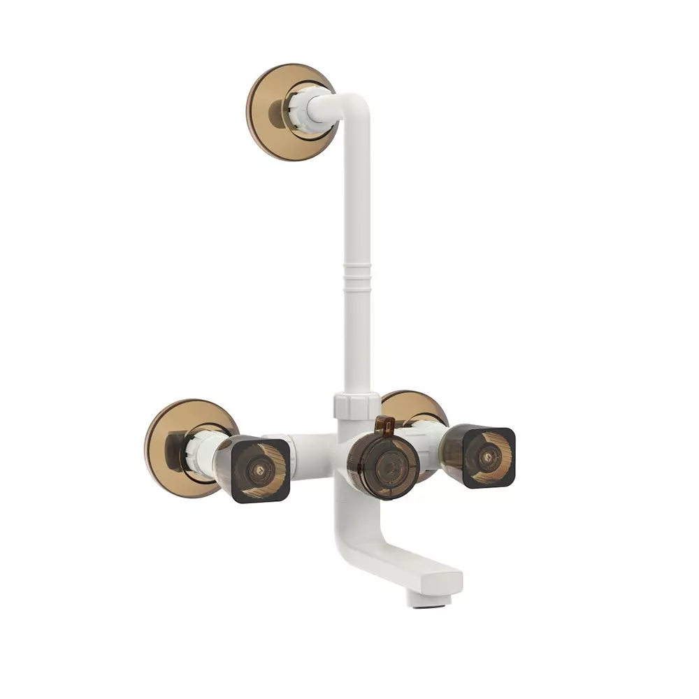 RN PTMT Felicity Collection L - Bend Wall Mixer Tap White Hash Brown 1/2 Inch (15 mm) Size, RNFEB20F19