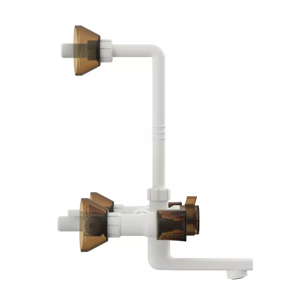 RN PTMT Felicity Collection L - Bend Wall Mixer Tap White Hash Brown 1/2 Inch (15 mm) Size, RNFEB20F19