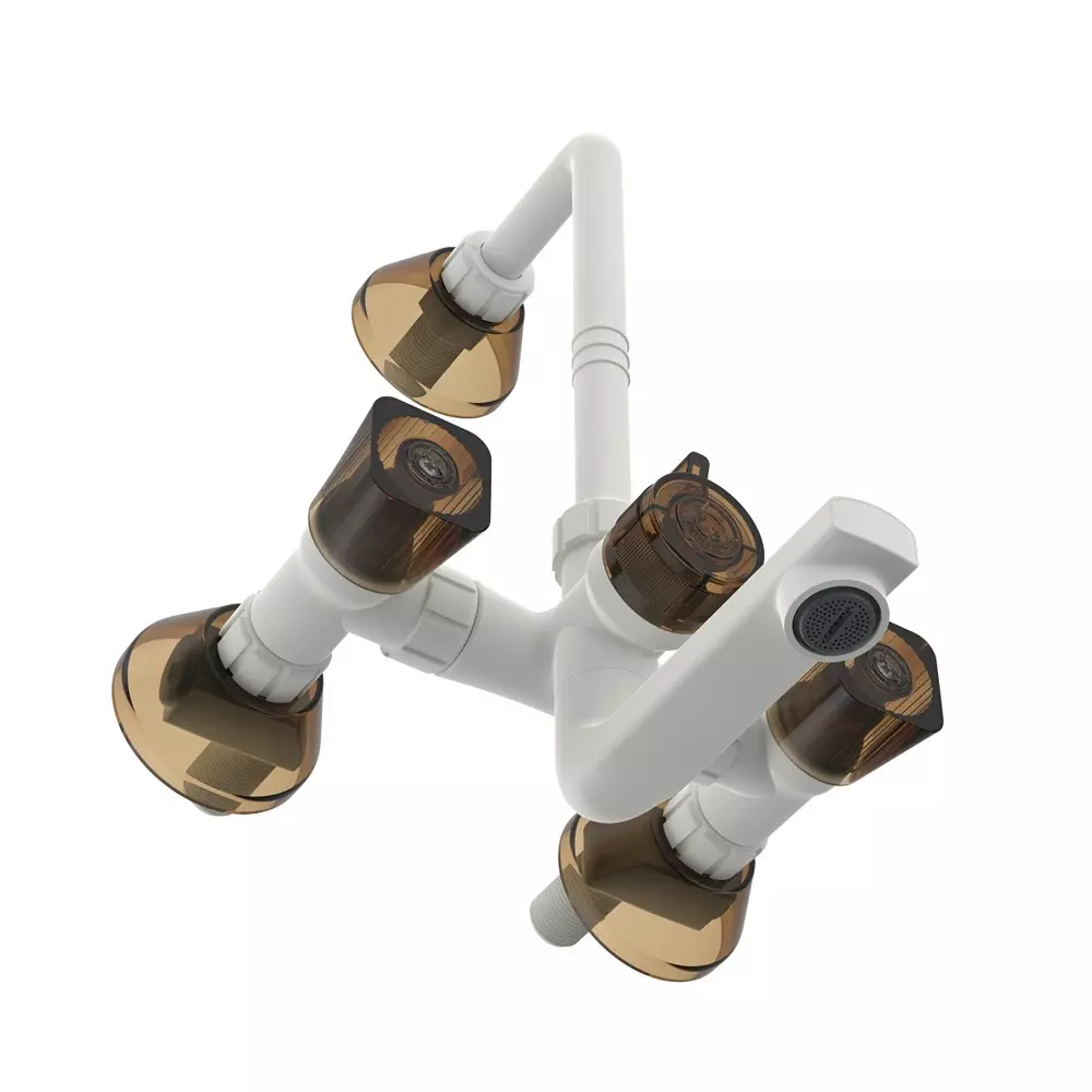 RN PTMT Felicity Collection L - Bend Wall Mixer Tap White Hash Brown 1/2 Inch (15 mm) Size, RNFEB20F19