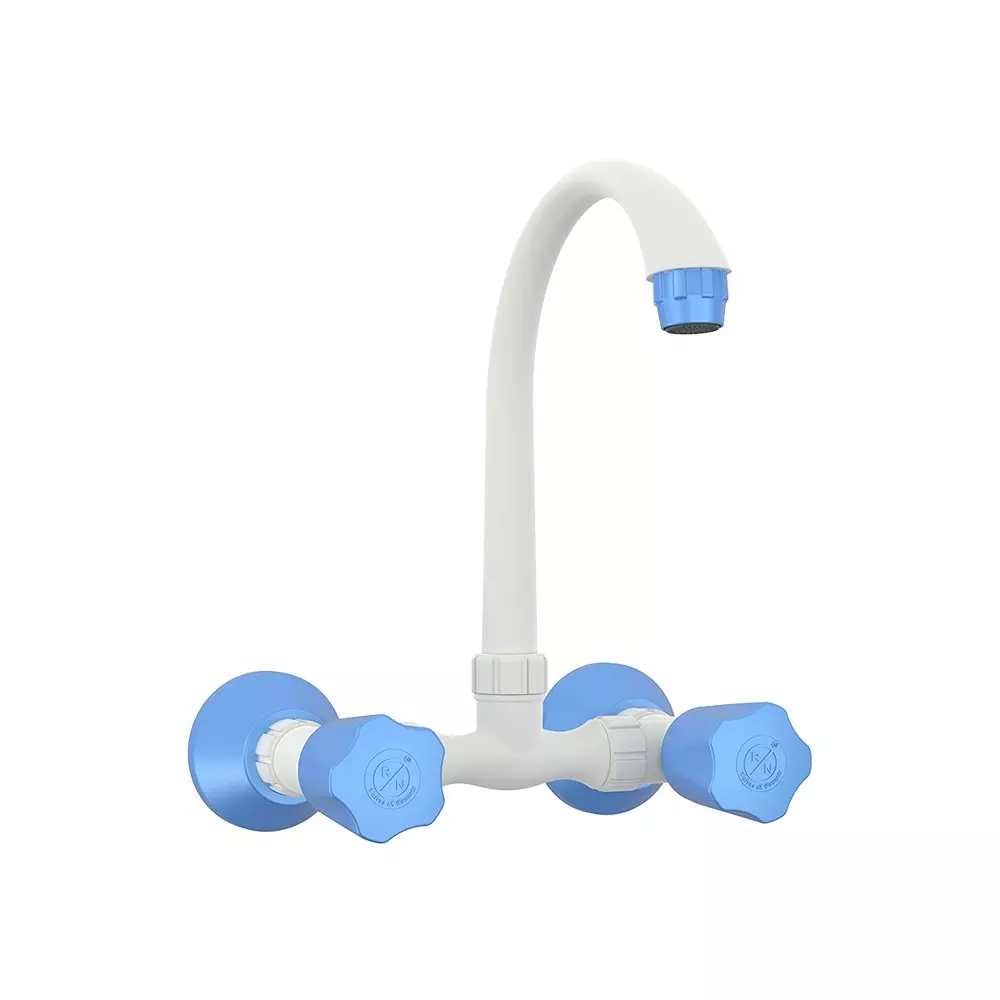 RN Foam Flow Sink Mixer Tap PTMT White Blue 1/2 Inch (15 mm) Size for Kitchen & Bathroom Use, RNMAJ19A18