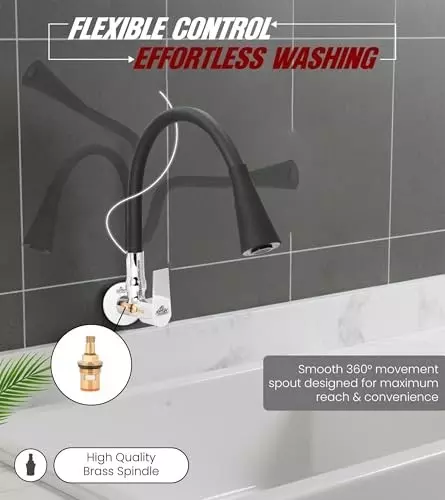 ar5h-kitchen-sink-tap-chrome-finish-with-360-flexible-dual-flow-silicone-swivel-spout-wall-flange-included-black-silver