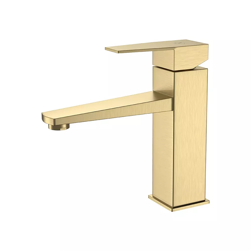 RN Royal Single Lever Basin Mixer Tap Brushed Gold 1/2 Inch (15 mm) Size Brass for Bathroom & Toilets, RNSL098115