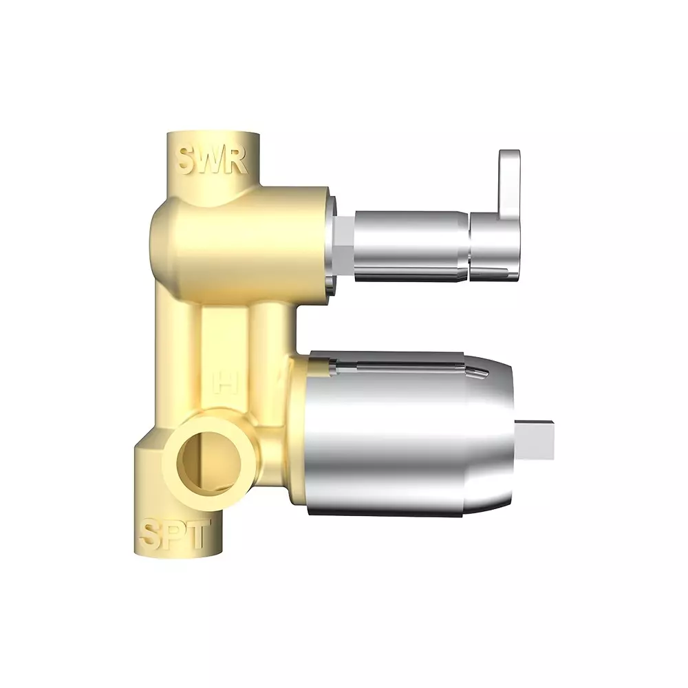 RN 2 Inlet & 2 Outlet Concealed Tap 4 Way Diverter Body Rose Gold Chrome 3/2 Inch (40 mm) Size for Bathroom & Toilets Use, RNCON30G38