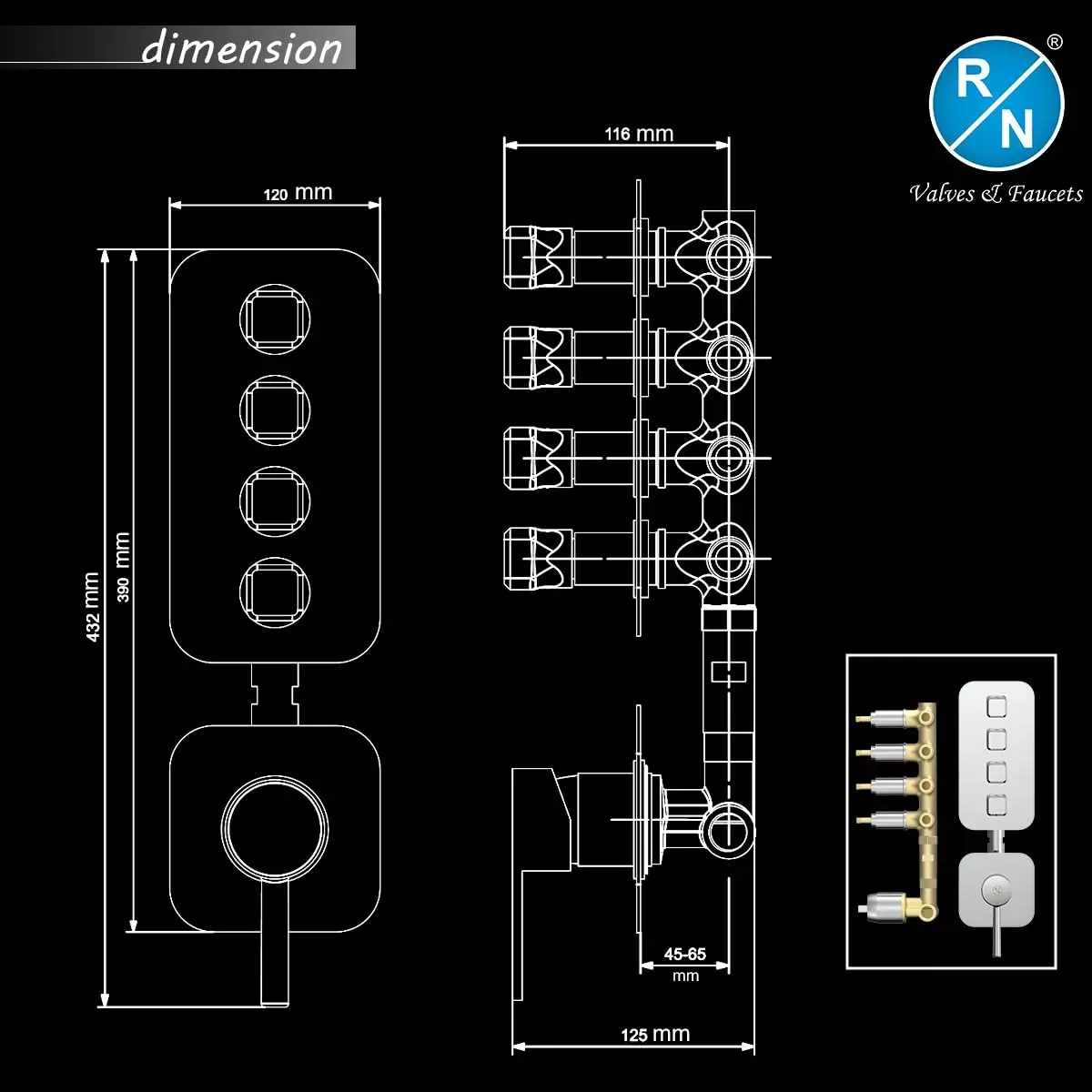 rn-asher-collection-2-inlet-4-outlet-single-lever-concealed-tap-with-expose-parts-kit-chrome-plated-12-inch-15-mm-size-stainless-steelrnash24g34