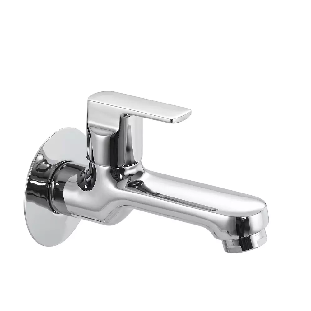 PLUMBER Ecoline Series Eon Range Bib Tap Long Body with Foam Flow, Chrome Finish and Wall Mounted, EON-0203