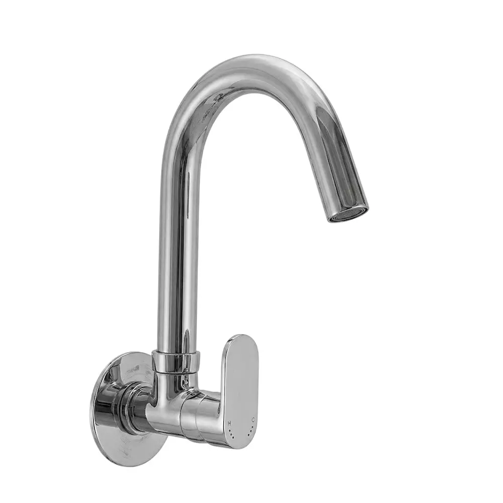 PLUMBER Ecoline Series Earl Range Sink Tap With Swivel Spout and Foam Flow, Wall Mounted and Chrome Finish, ERL-0616