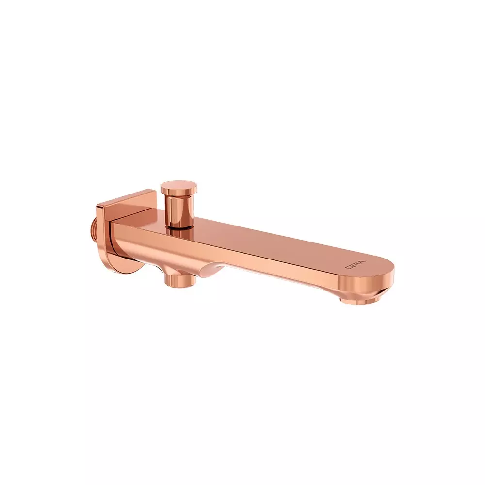CERA Curve Button Type Bath Tub Spout With Wall Flange Rose Gold Wall Mounted for Bathroom Use, F1023662RG
