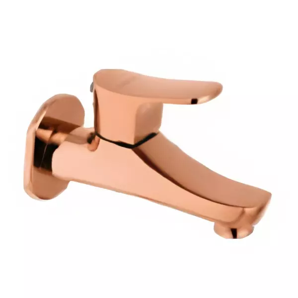 CERA Perla Single Lever Wall Mount Bib Cock with Wall Flange and Aerator Rose Gold, F1012151RG