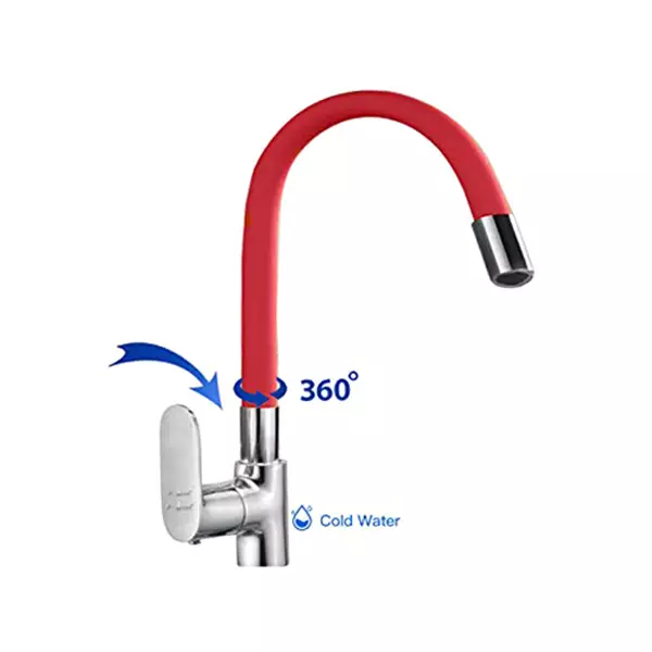 Aquieen Flexi Basin Tap Brass & Copper Chrome Finish Red, AQN 802