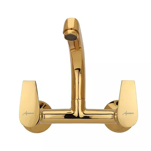 Aquieen Sink Mixer Tap Brass Chrome Finish Gold, AQN 743