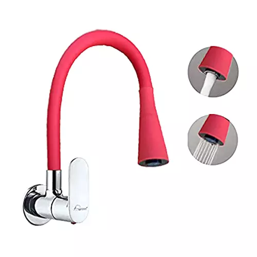 Aquieen Sink Tap Brass with Wall Flange Red, AQN 727