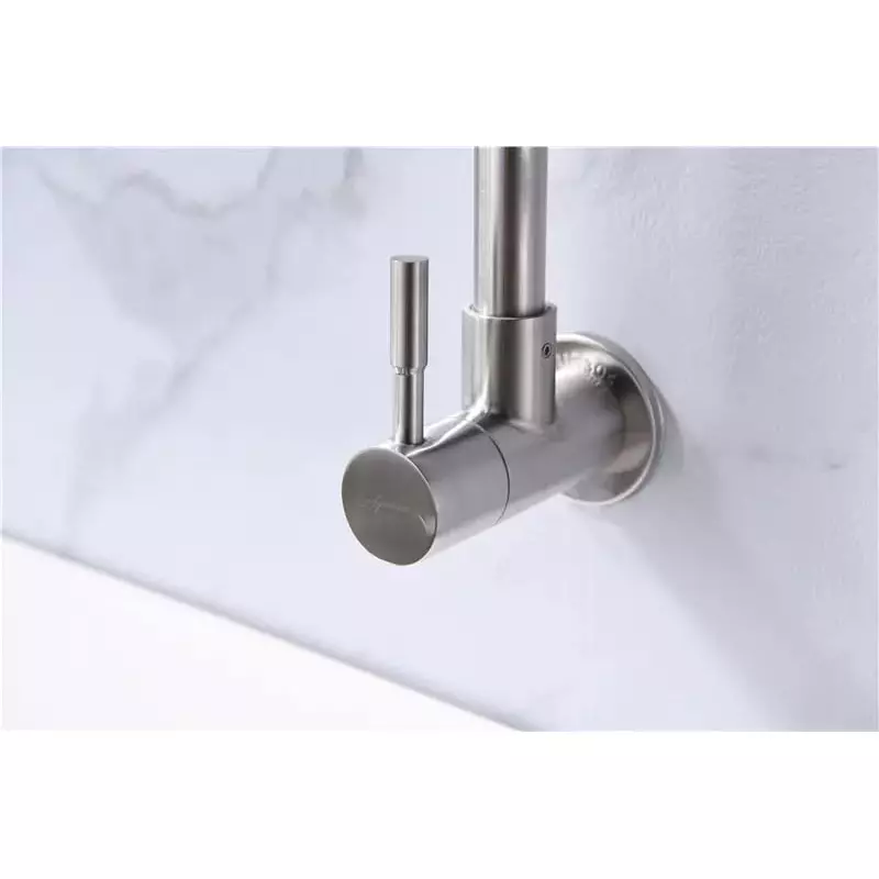 Aquieen Sink Tap Stainless Steel & Ceramic with Wall Flange Silver, AQN 732