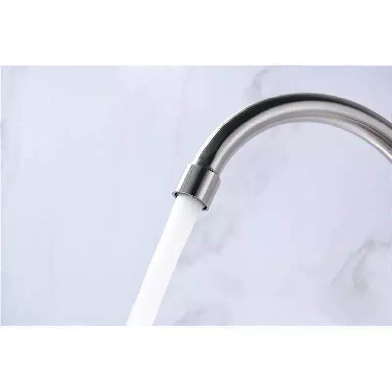 Aquieen Sink Tap Stainless Steel & Ceramic with Wall Flange Silver, AQN 732