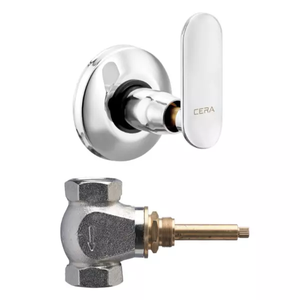 CERA Brooklyn Single Lever Wall Mount Flush Cock, F1018751 + F4060102 (Set of 2 Pcs)