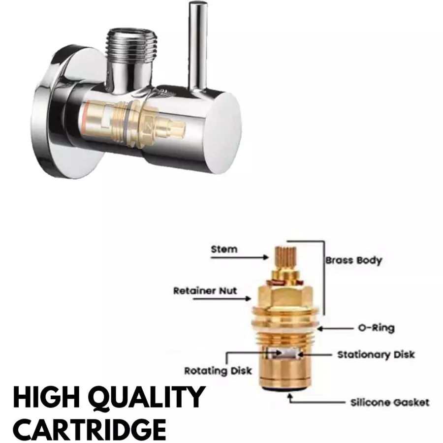 Fastgear Turbo Angle Valve Stainless Steel Chrome Finish Silver, FG1227 (Pack of 8)