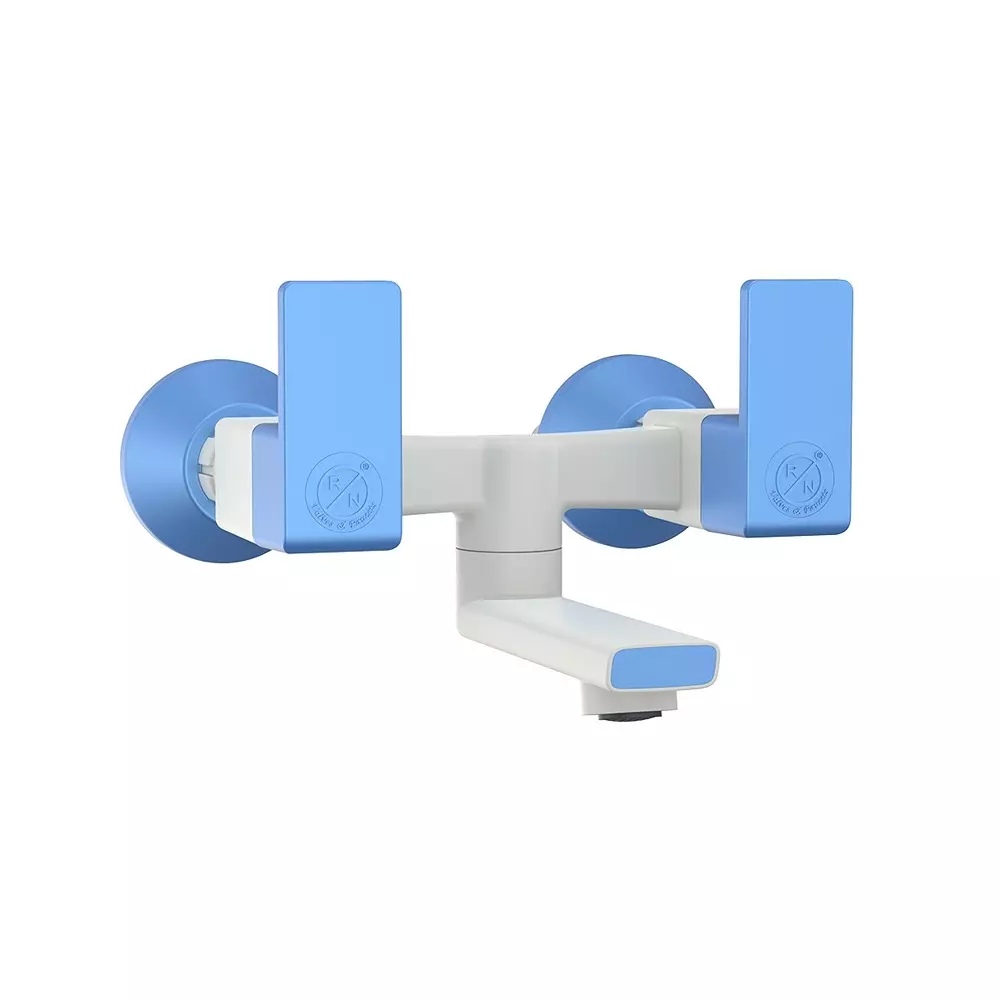 RN PTMT Wall Mixer Non Telephonic Wall Mount White & Blue 20 mm Faucet Hole, RNANP19A17