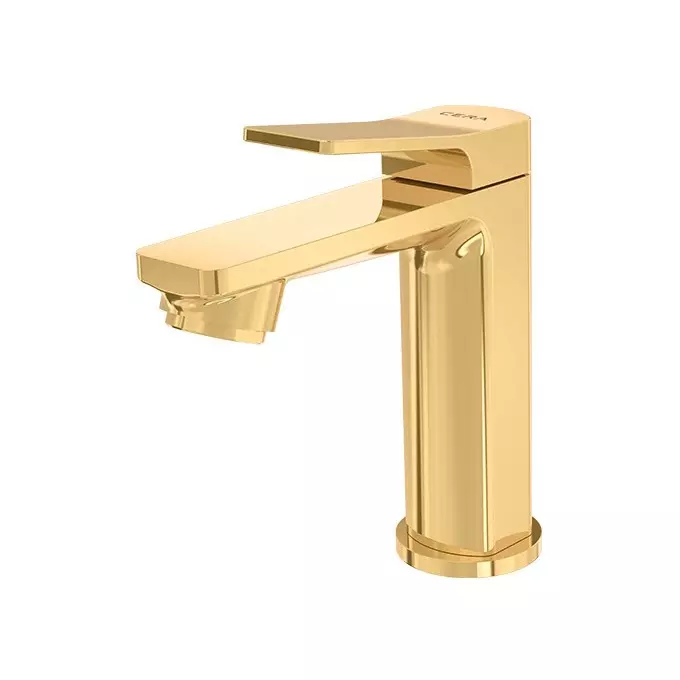 CERA Sylvina Pillar Cock Quarter Turn Deck Mount PVD Finish French Gold with Aerator, F1021101FG