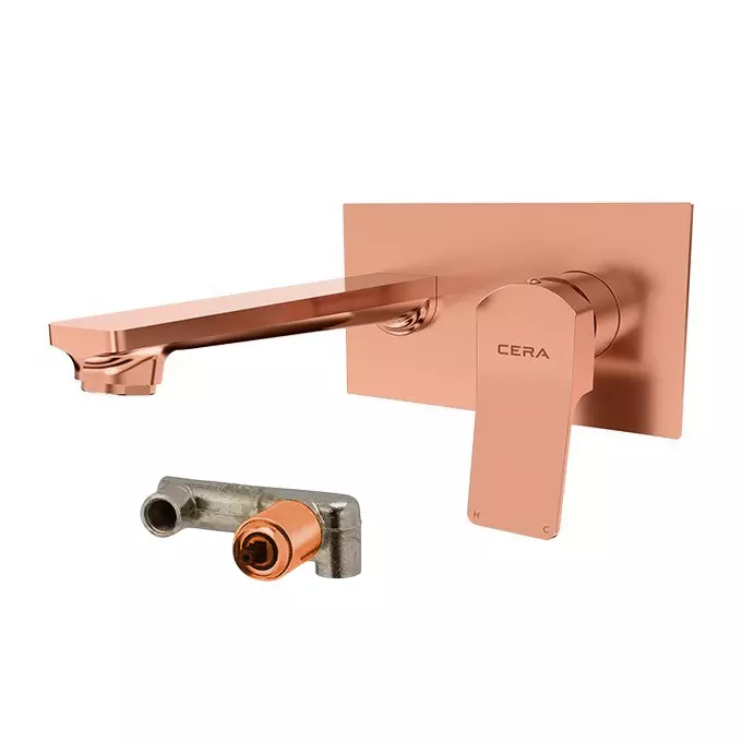 CERA Sylvina Basin Mixer Single Lever Exposed & Concealed Part PVD Finish Rose Gold, F1021474RG + F4065103RG
