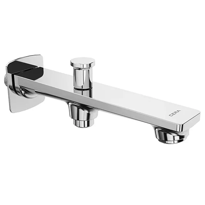 CERA Sylvina Bath Tub Spout Quarter Turn Wall Mount Chrome Plating Chrome with Wall Flange & Button Arrangement, F1021662
