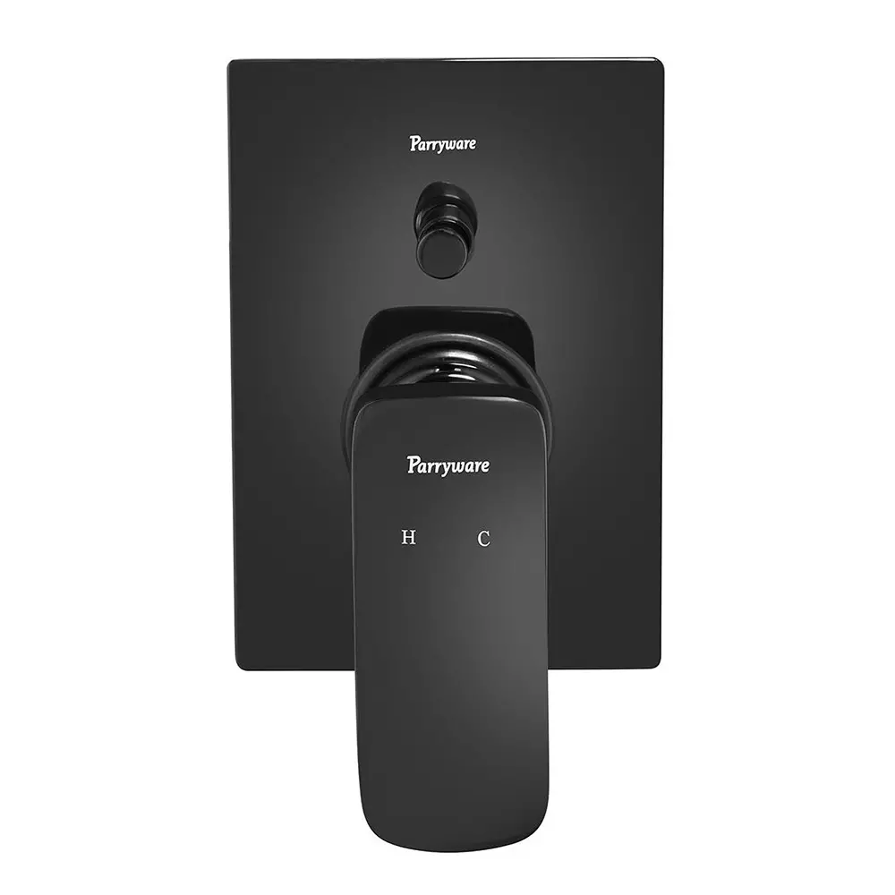 Parryware Ultra High Flow Diverter Upper Trim Quattro Shiny Black Chrome Finish, T2385A5