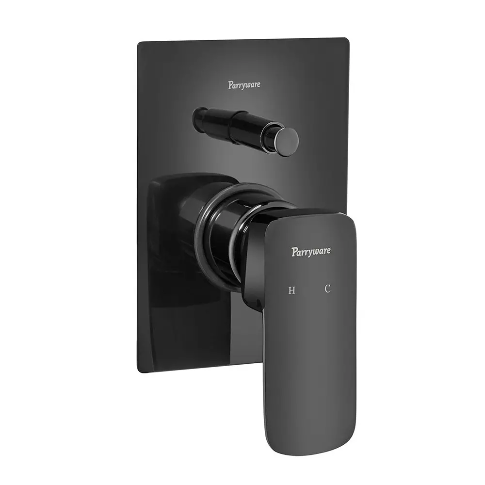 Parryware Ultra High Flow Diverter Upper Trim Quattro Shiny Black Chrome Finish, T2385A5